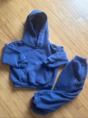 Kids Blue Fleece Hoodie & Jogger Matching Set